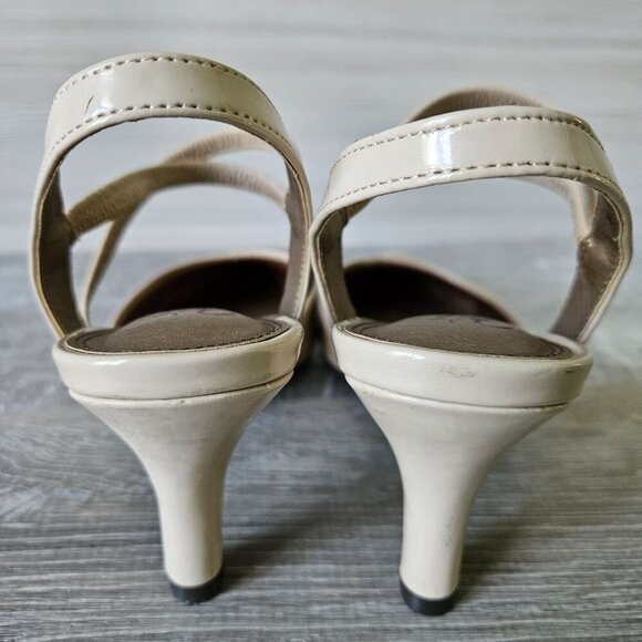 Life Stride Kalea Womens Dress Pump Pointed Toe Taupe Heel Elastic Straps Size 8 - Picture 10 of 15